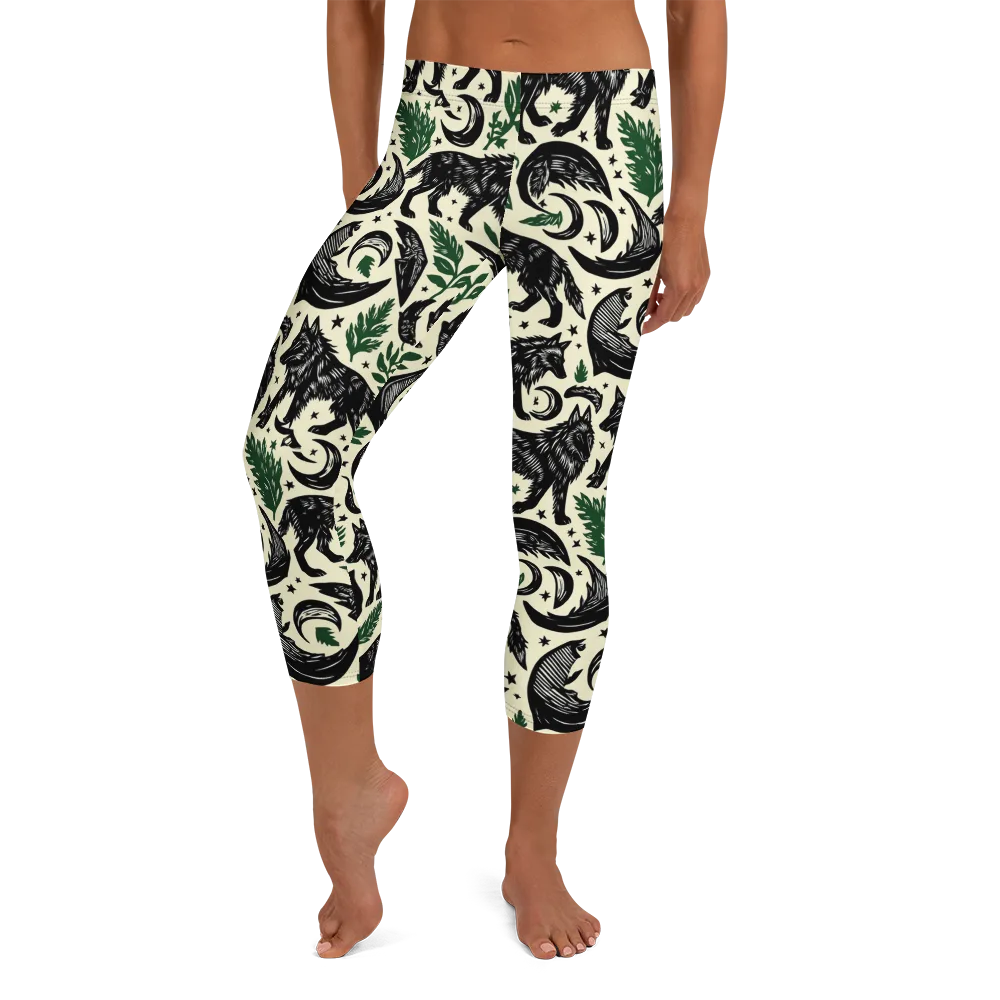 Midnight Foxglove on Capri Leggings — Front