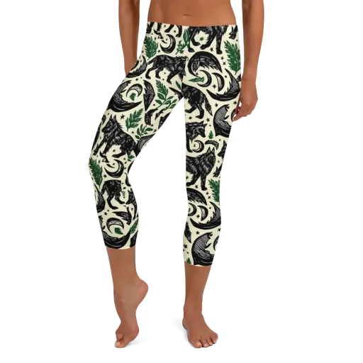Midnight Foxglove on a Capri Leggings
