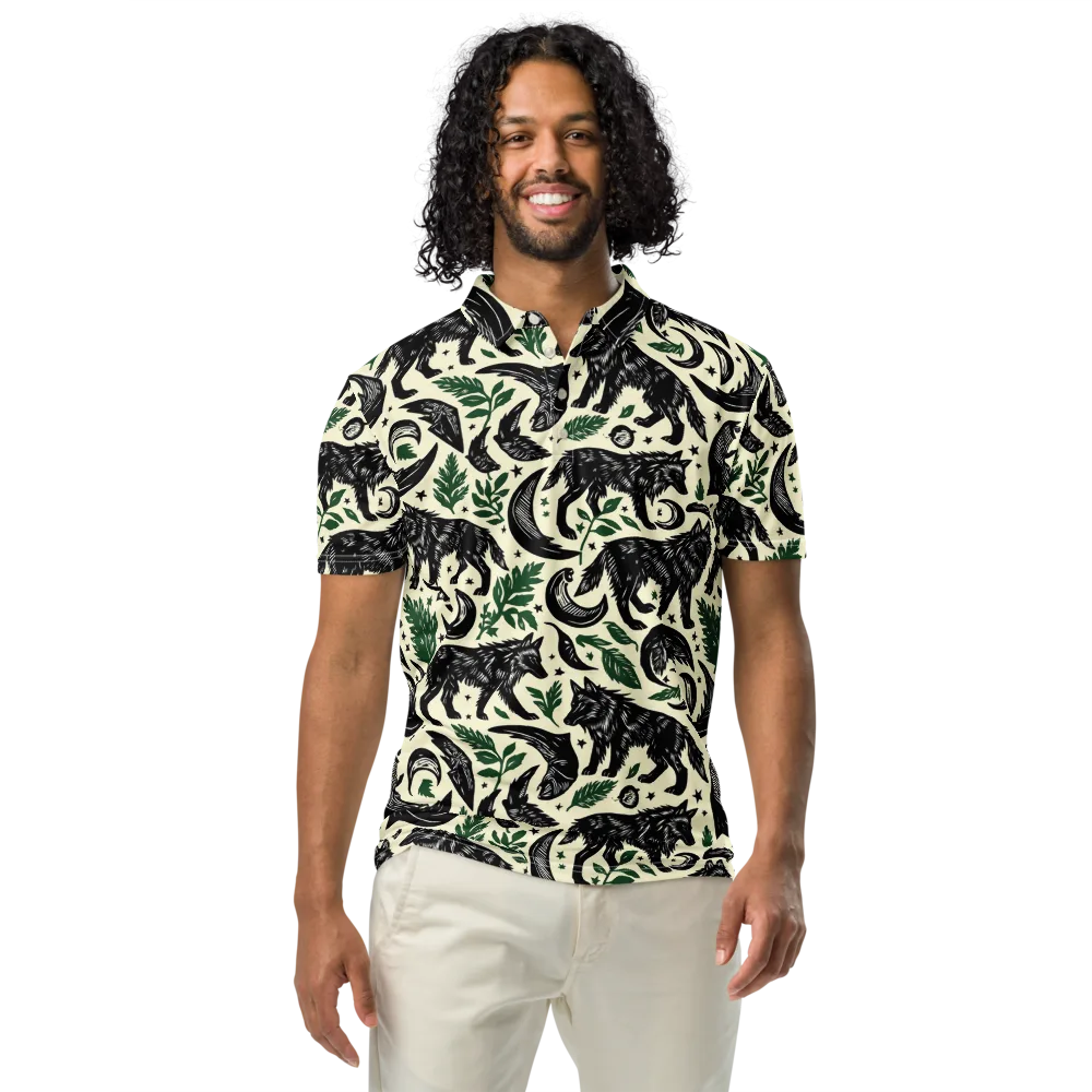 Midnight Foxglove on Men's Slim Fit Polo Shirt — Front