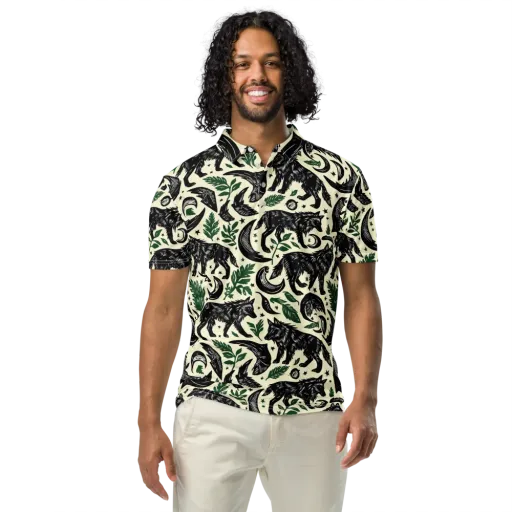 Midnight Foxglove on a Men's Slim Fit Polo Shirt