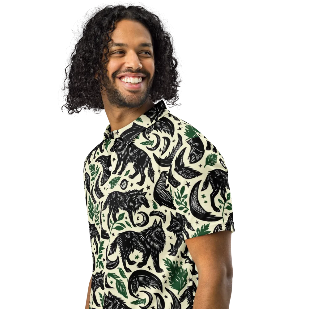 Midnight Foxglove on Men's Slim Fit Polo Shirt — Left Front