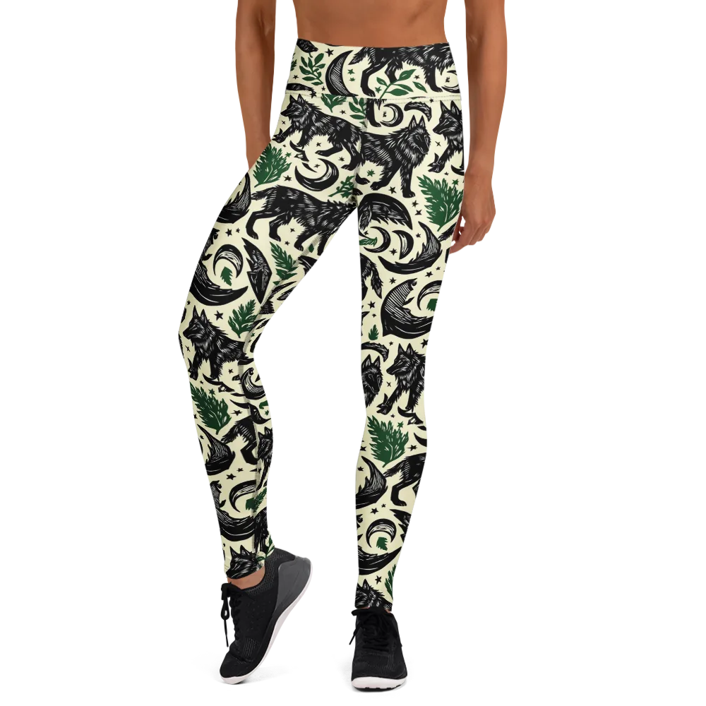 Midnight Foxglove on Yoga Leggings — Front