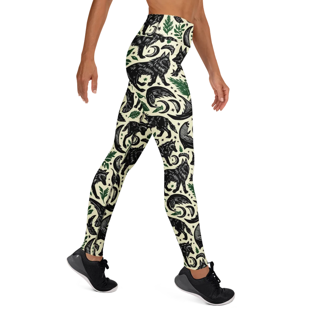 Midnight Foxglove on Yoga Leggings — Right