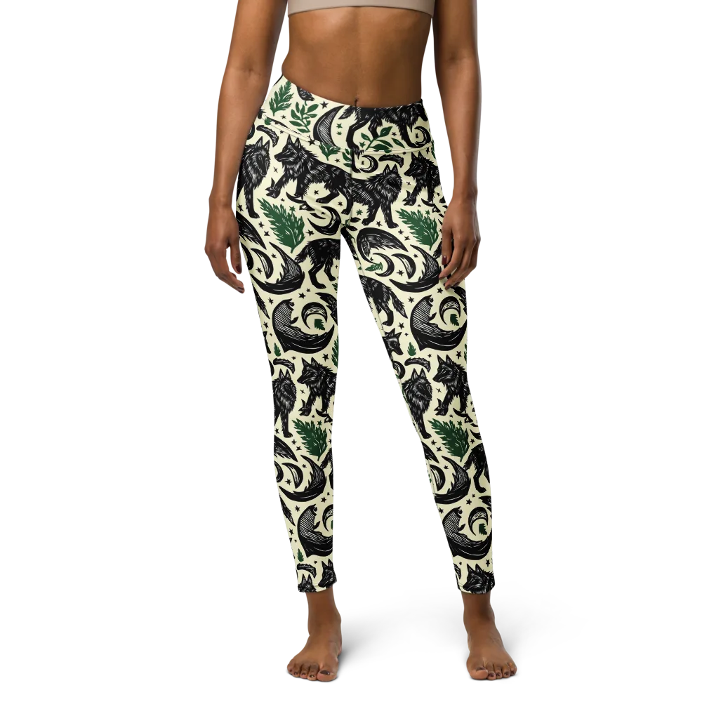 Midnight Foxglove on Yoga Leggings — Front