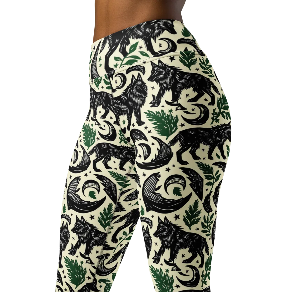 Midnight Foxglove on Yoga Leggings — Left Front