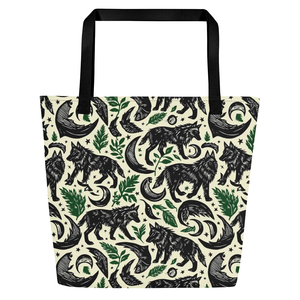 Midnight Foxglove on Large Tote Bag W/ Pocket — Front