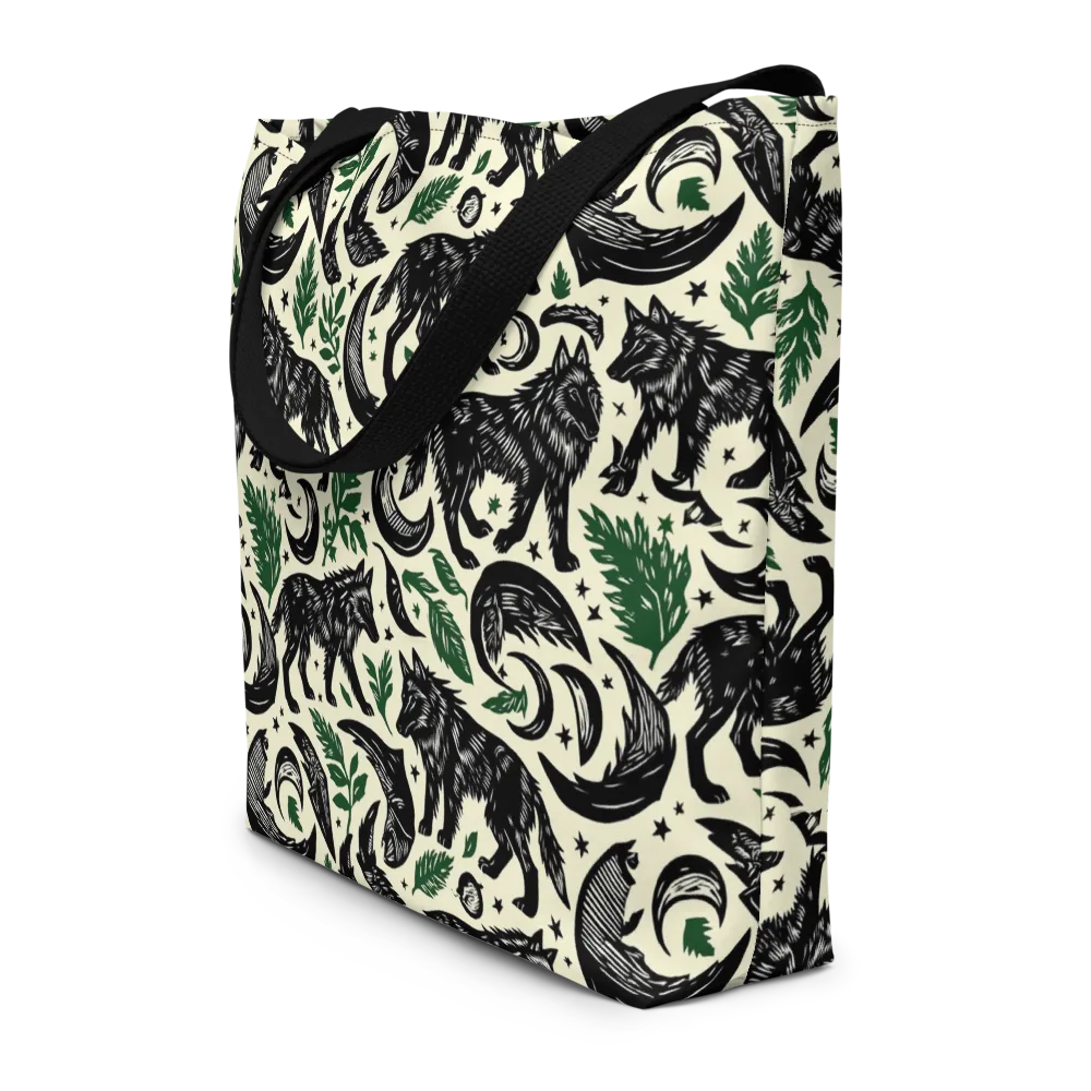 Midnight Foxglove on Large Tote Bag W/ Pocket — Front