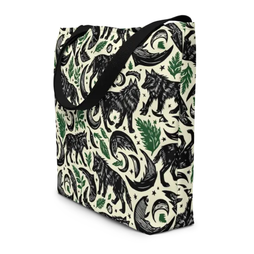 Midnight Foxglove on a Large Tote Bag W/ Pocket