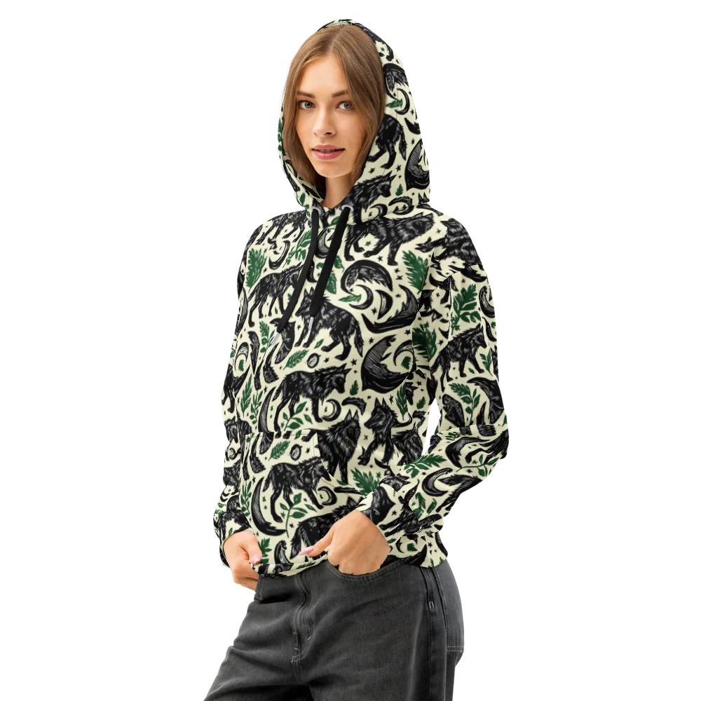 Midnight Foxglove on Cotton Hoodie — Left Front