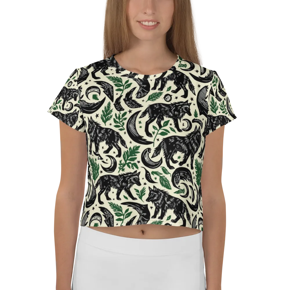 Midnight Foxglove on Crop Tee — Front