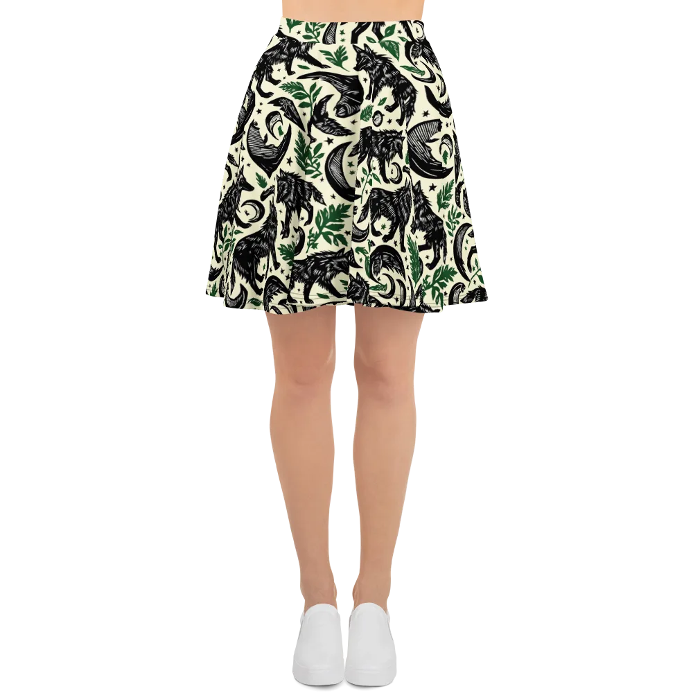 Midnight Foxglove on Skater Skirt — Front