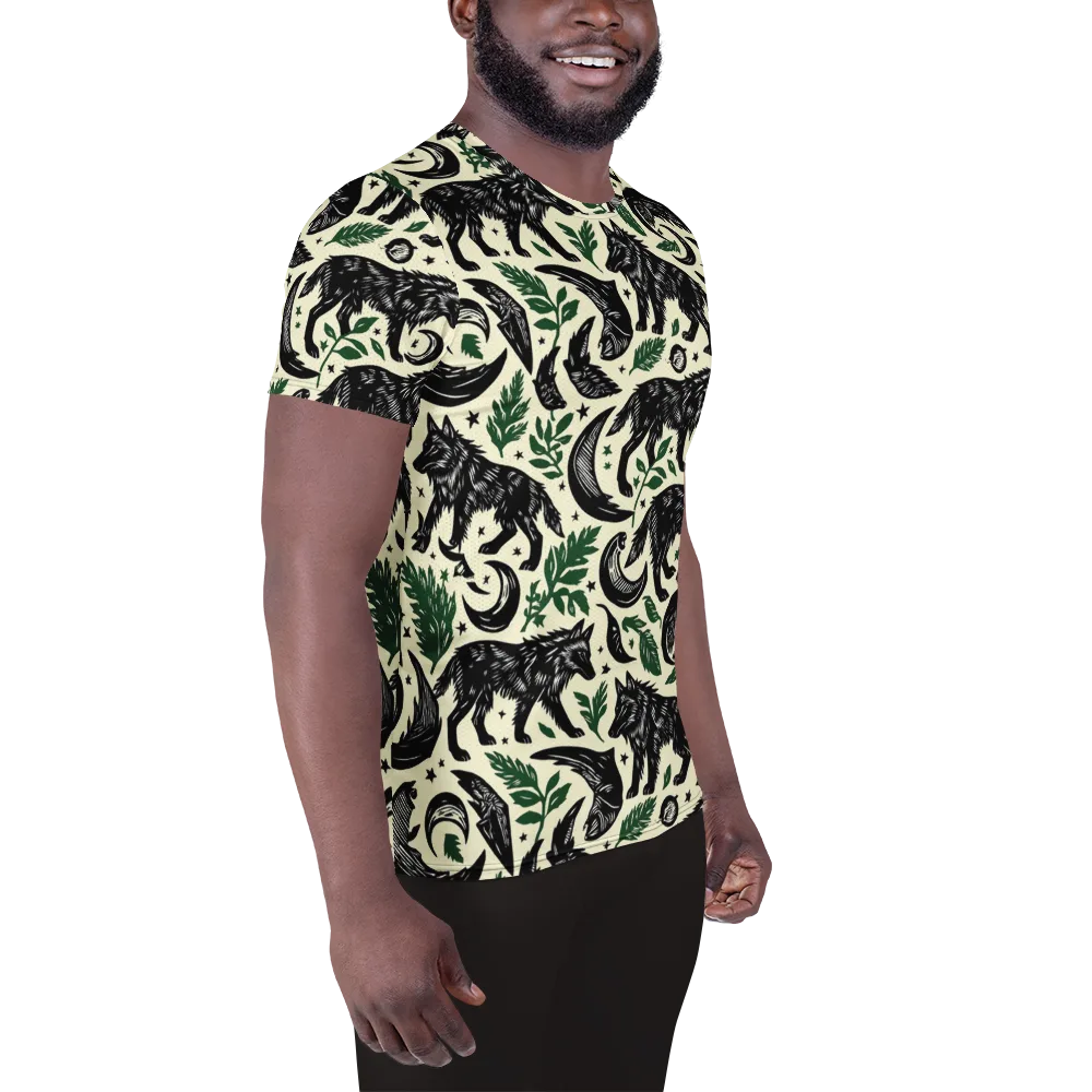 Midnight Foxglove on Men's Athletic T-Shirt — Right