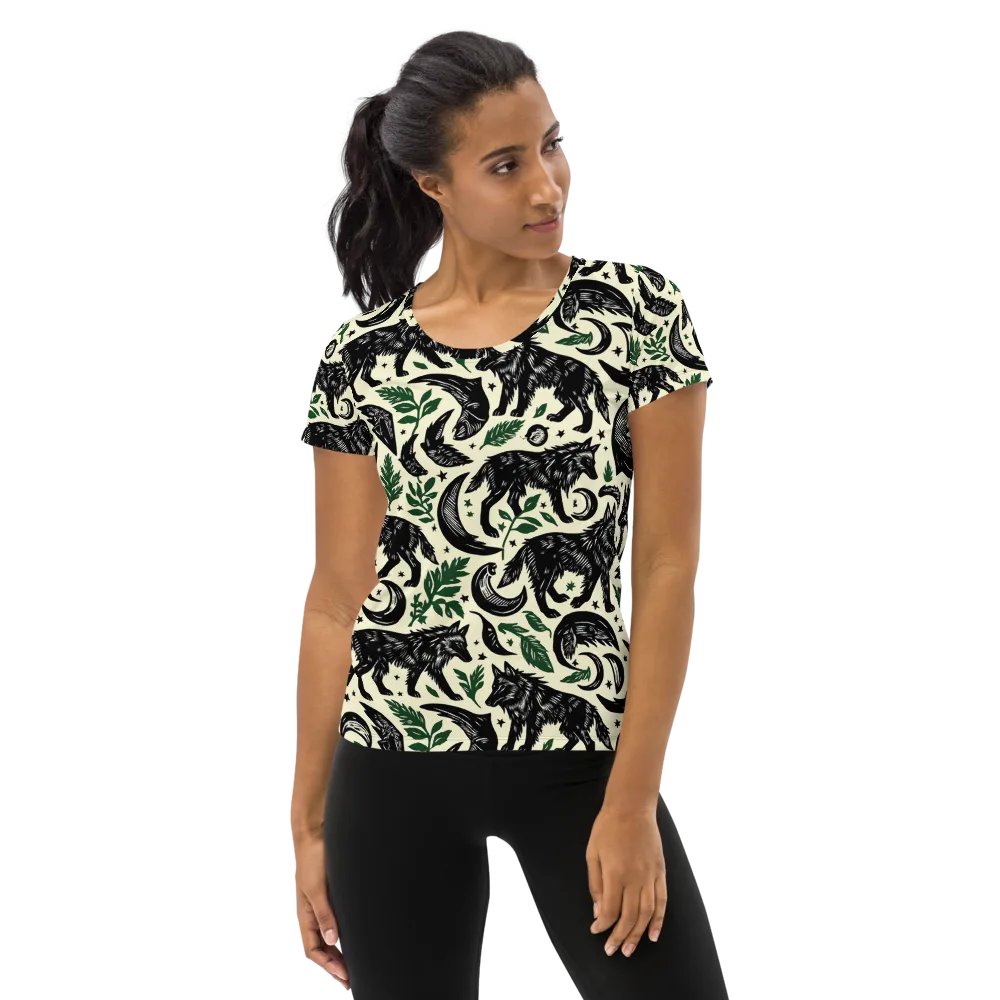 Midnight Foxglove on Women's Athletic T-Shirt — Front