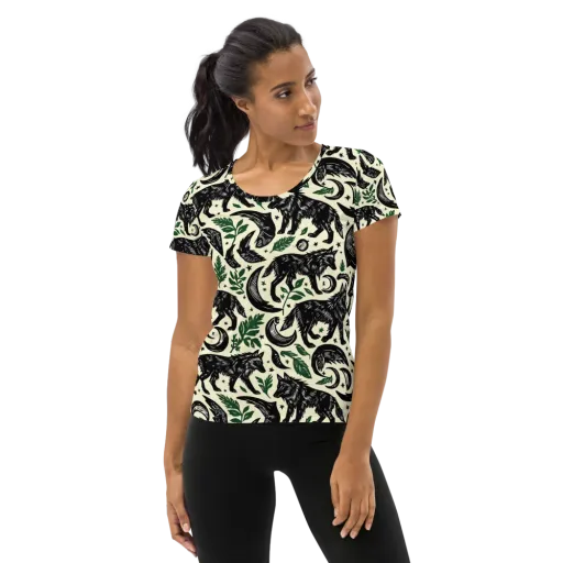Midnight Foxglove on a Women's Athletic T-Shirt