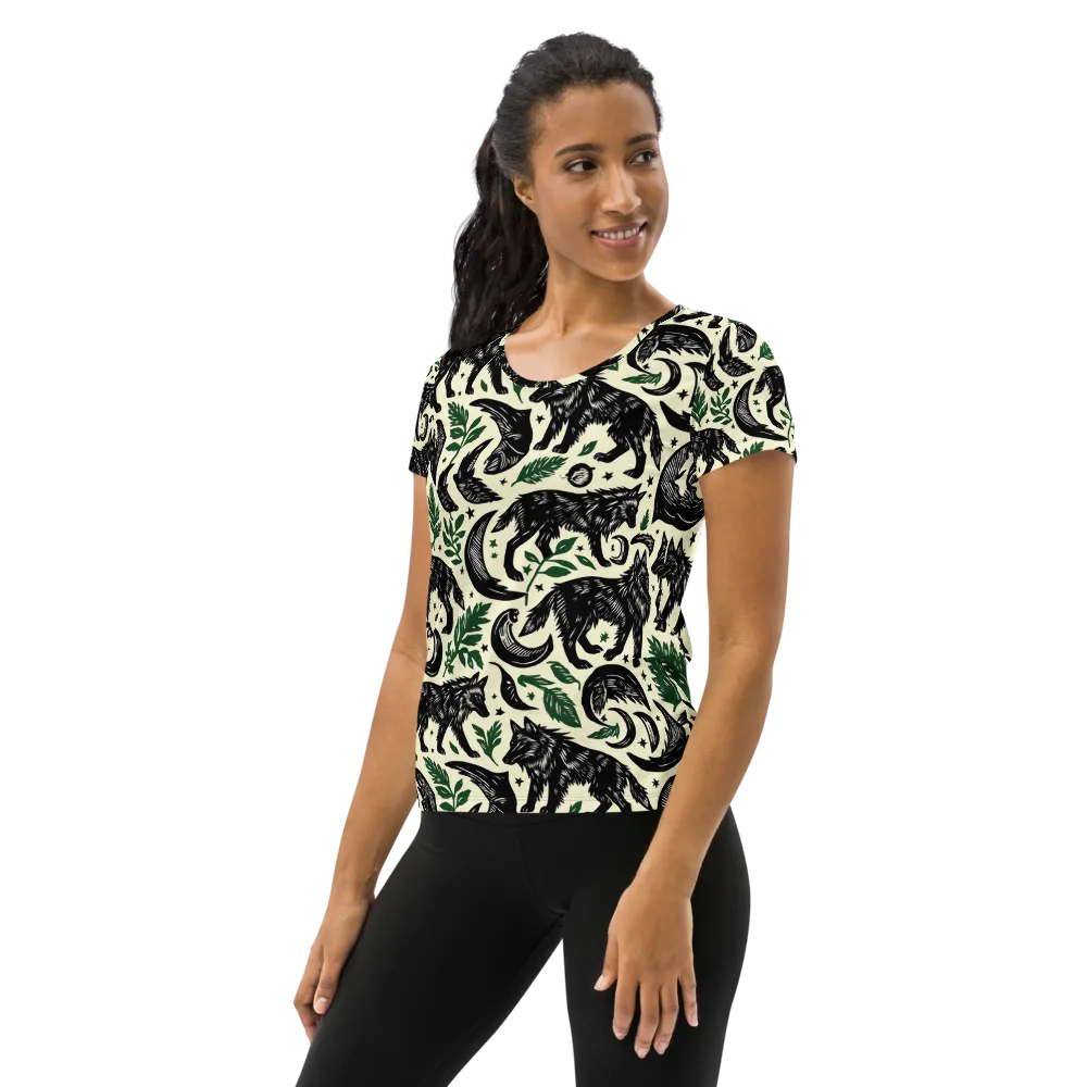 Midnight Foxglove on Women's Athletic T-Shirt — Left