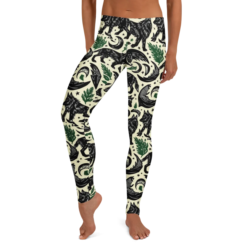 Midnight Foxglove on Leggings — Front