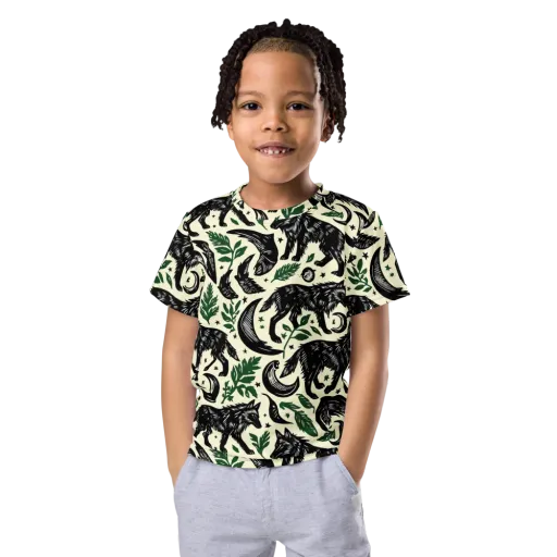 Midnight Foxglove on a Kids Crew Neck T-Shirt