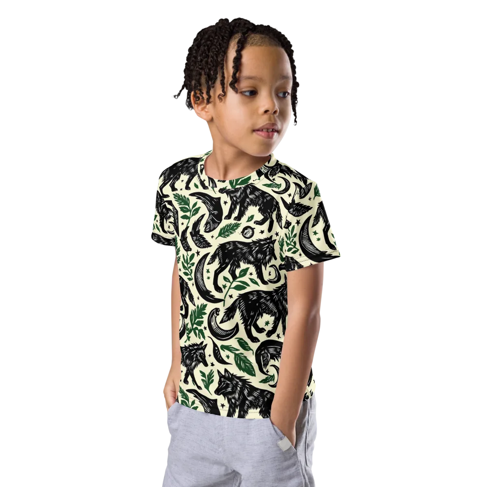 Midnight Foxglove on Kids Crew Neck T-Shirt — Left Front