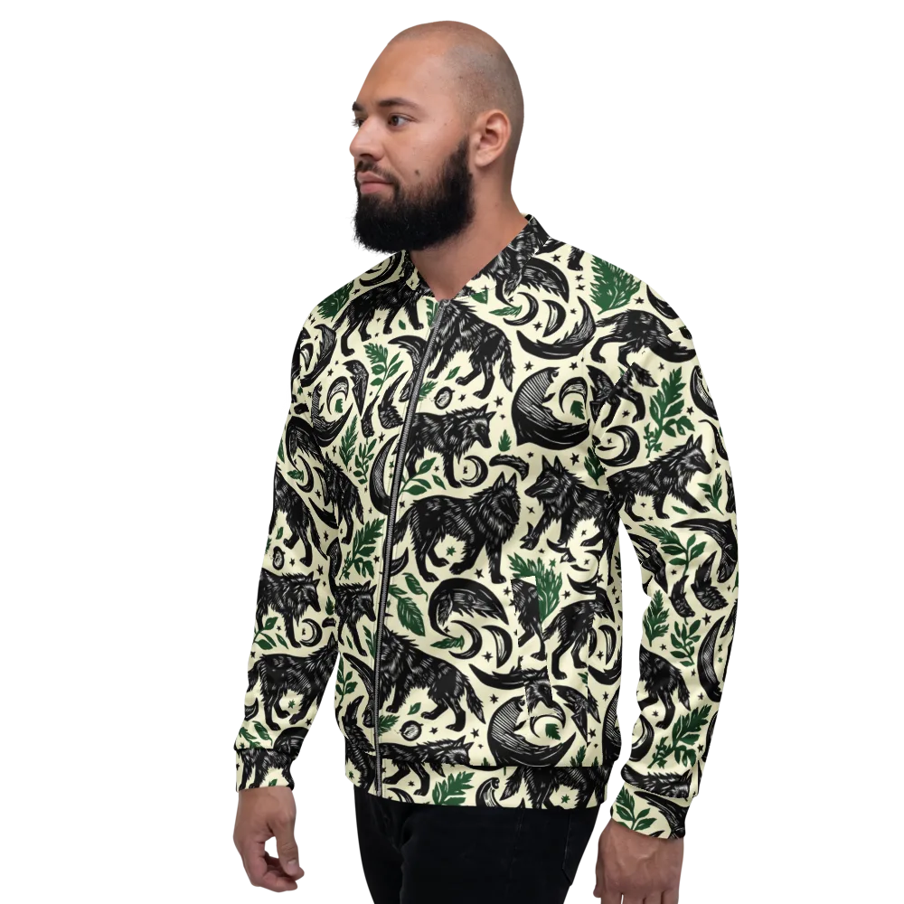Midnight Foxglove on Bomber Jacket — Left