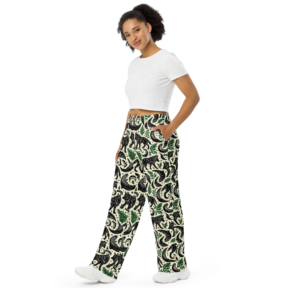 Midnight Foxglove on Wide-Leg Pants — Left Front