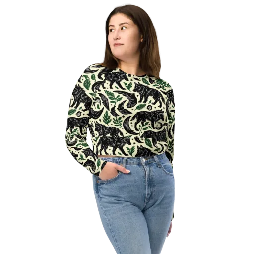 Midnight Foxglove on a Long Sleeve Crop Top