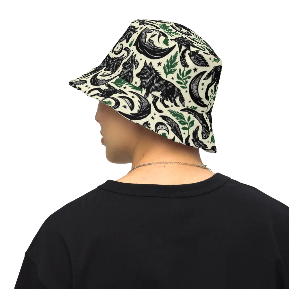 Midnight Foxglove on Reversible Bucket Hat — Back Inside