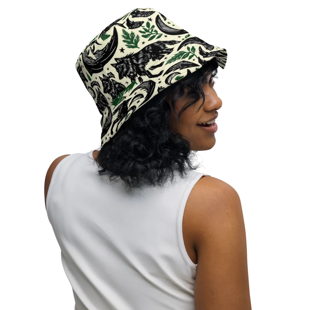 Midnight Foxglove on Reversible Bucket Hat — Right Outside