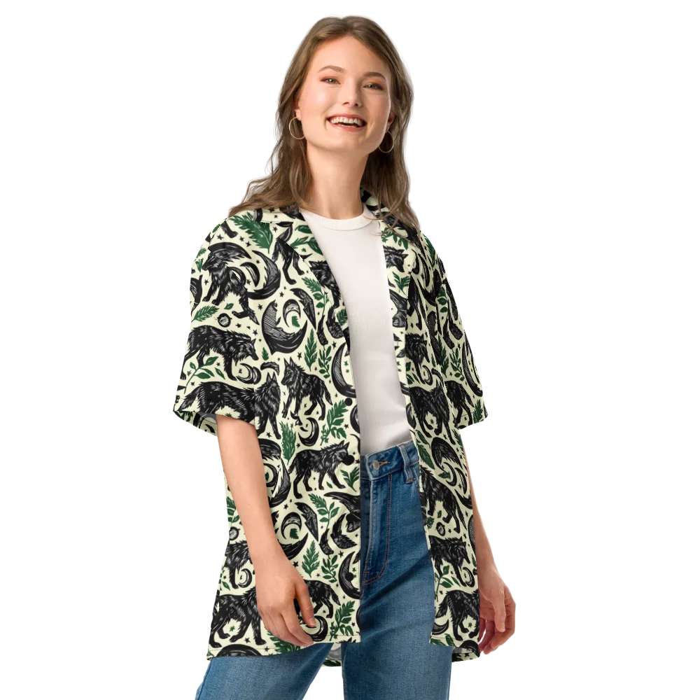 Midnight Foxglove on Button Shirt — Front
