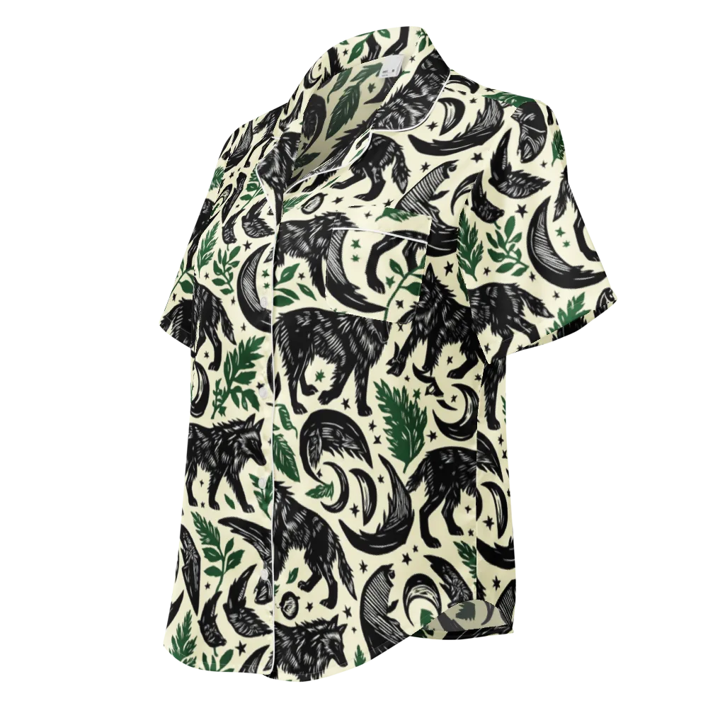 Midnight Foxglove on Women's Short Sleeve Pajama Top — Left Front
