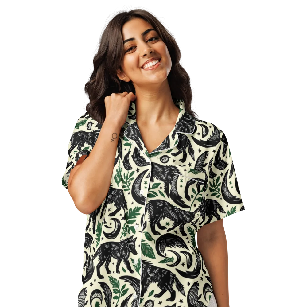 Midnight Foxglove on Women's Short Sleeve Pajama Top — Front