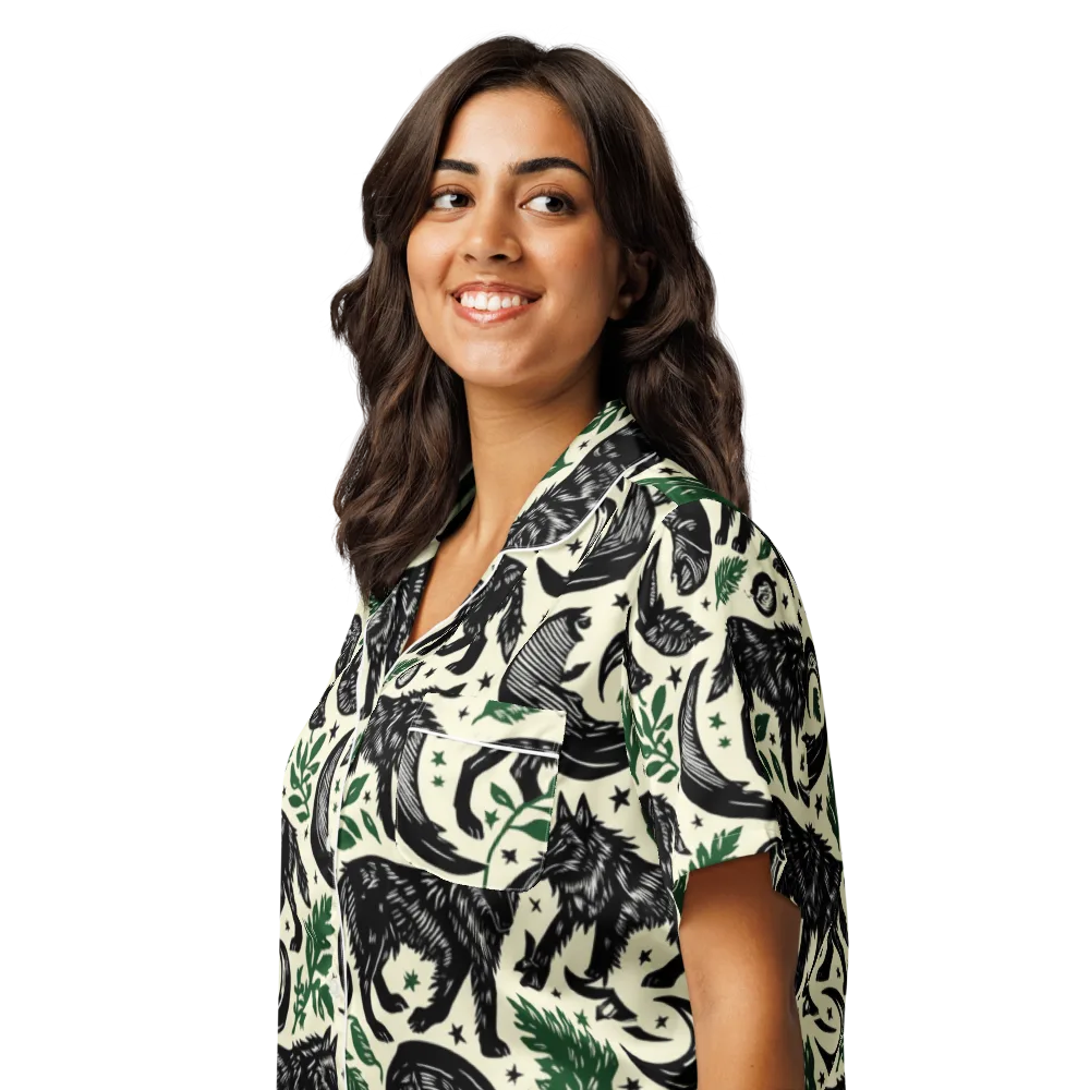 Midnight Foxglove on Women's Short Sleeve Pajama Top — Left Front