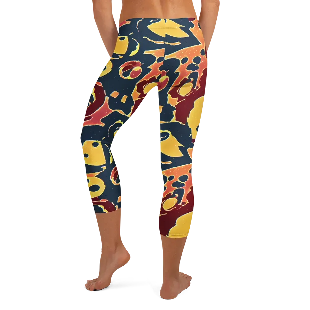 Sunset Silhouette on Capri Leggings — Back