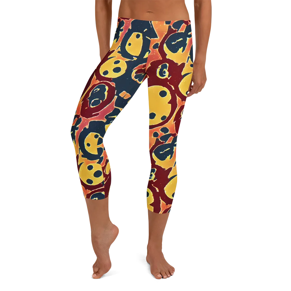 Sunset Silhouette on Capri Leggings — Front