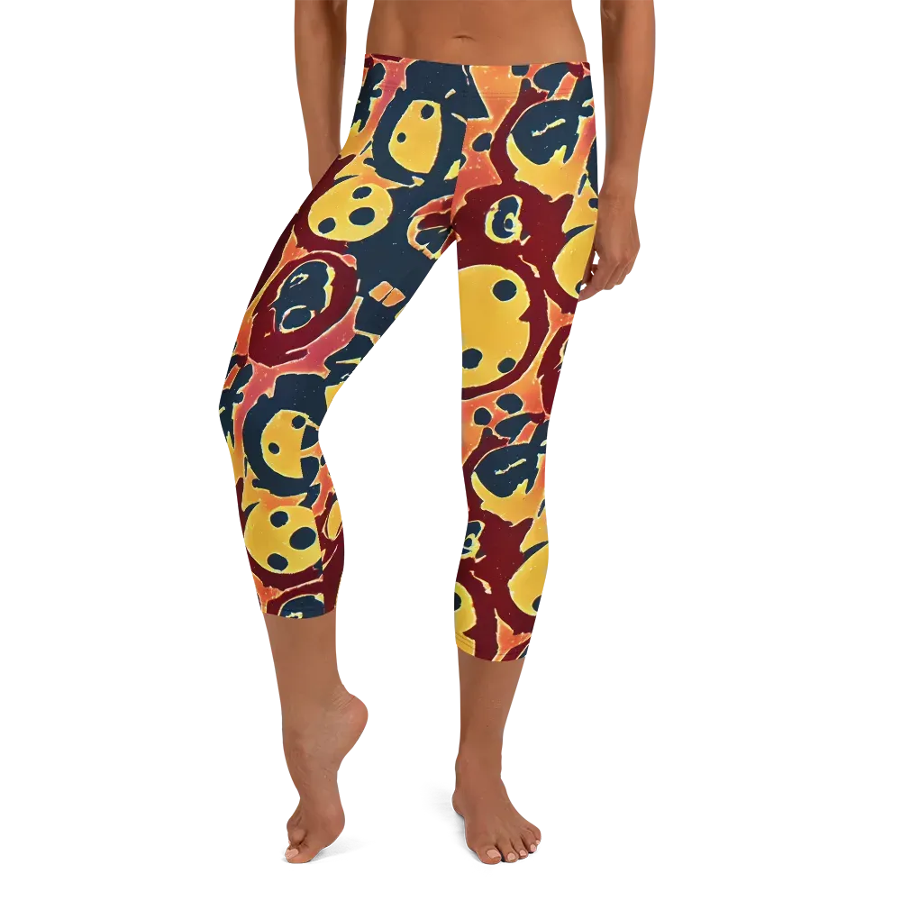 Sunset Silhouette on Capri Leggings — Front