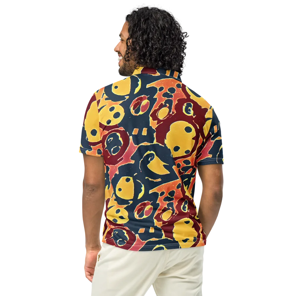 Sunset Silhouette on Men's Slim Fit Polo Shirt — Back