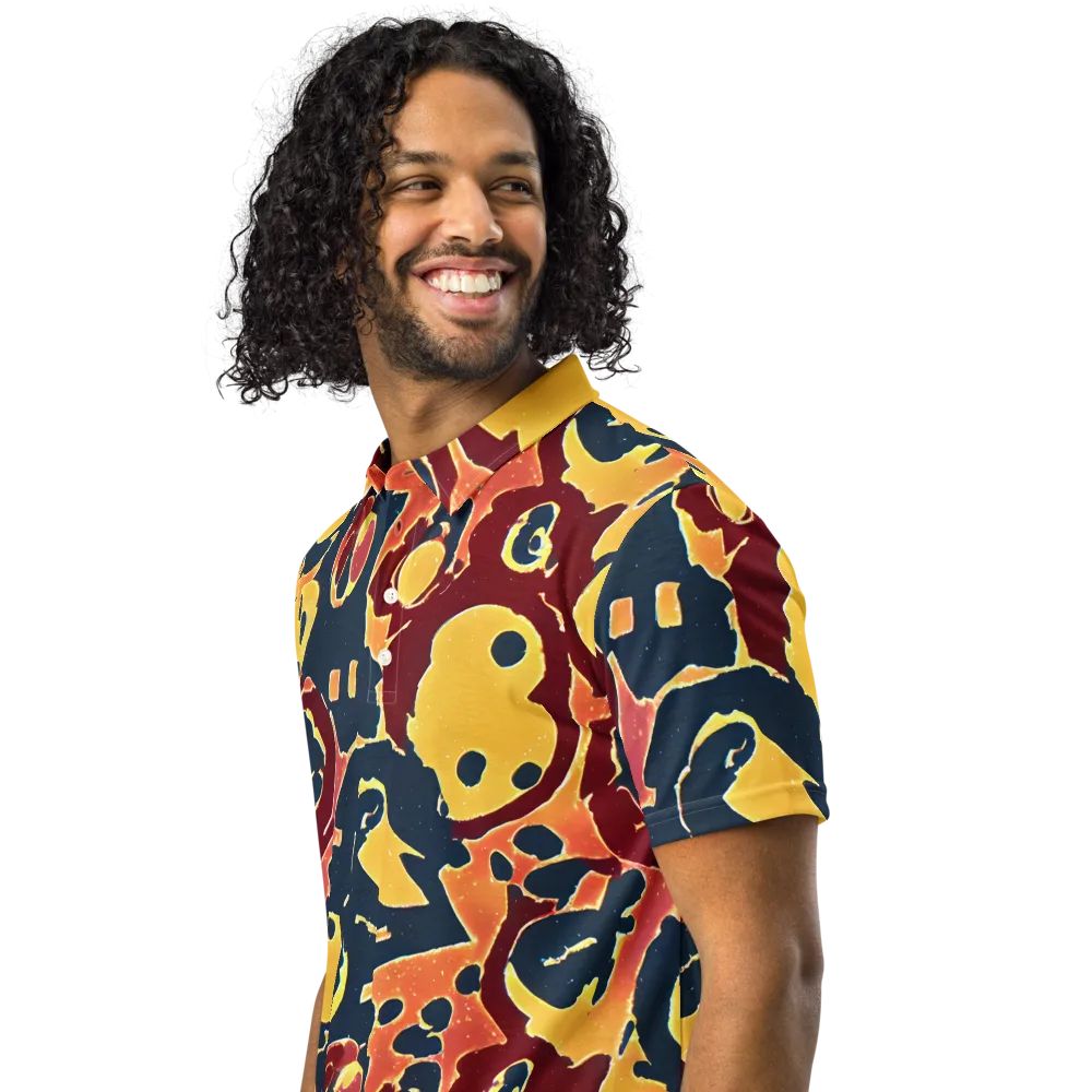 Sunset Silhouette on Men's Slim Fit Polo Shirt — Left Front