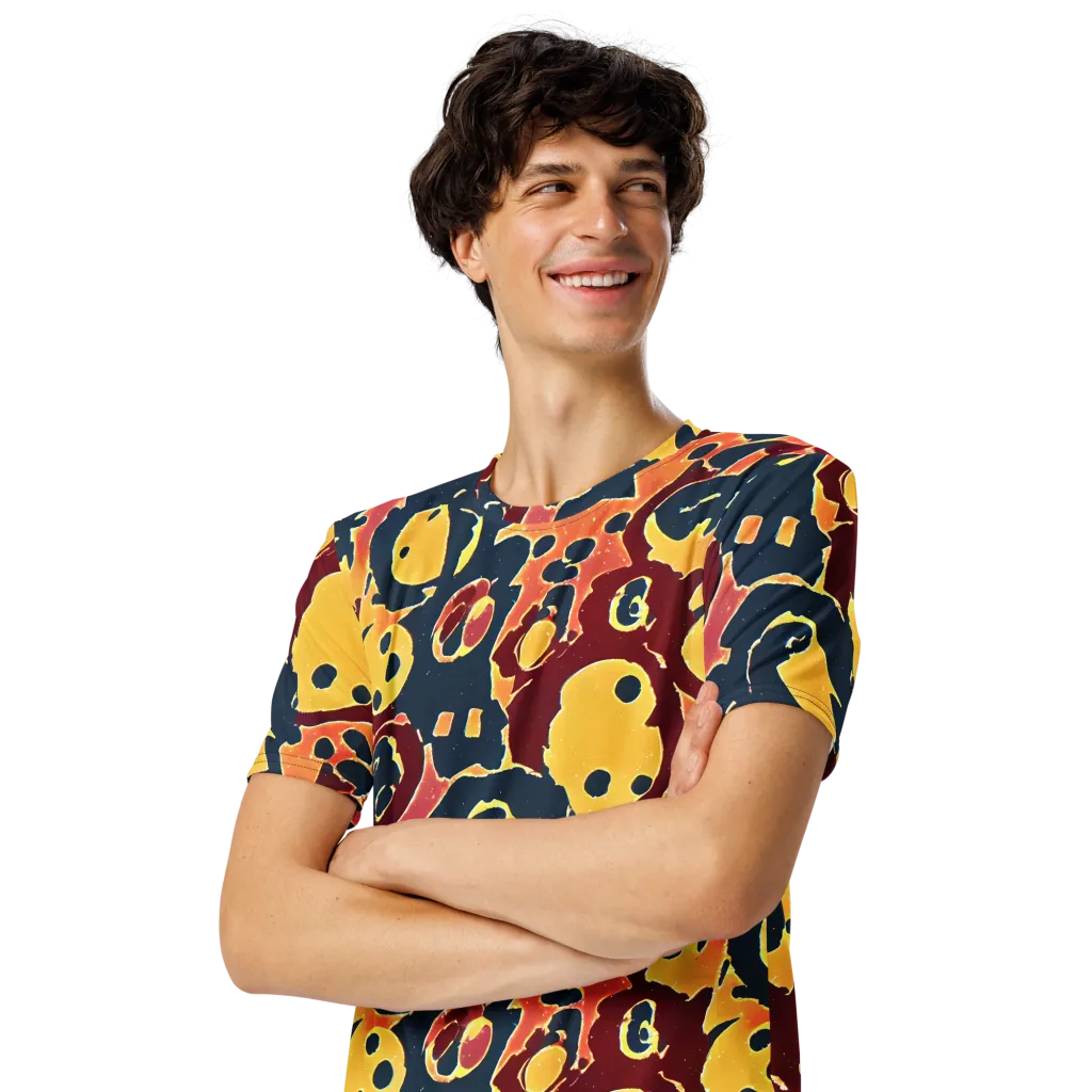 Sunset Silhouette on Men's Crew Neck T-Shirt — Left Front