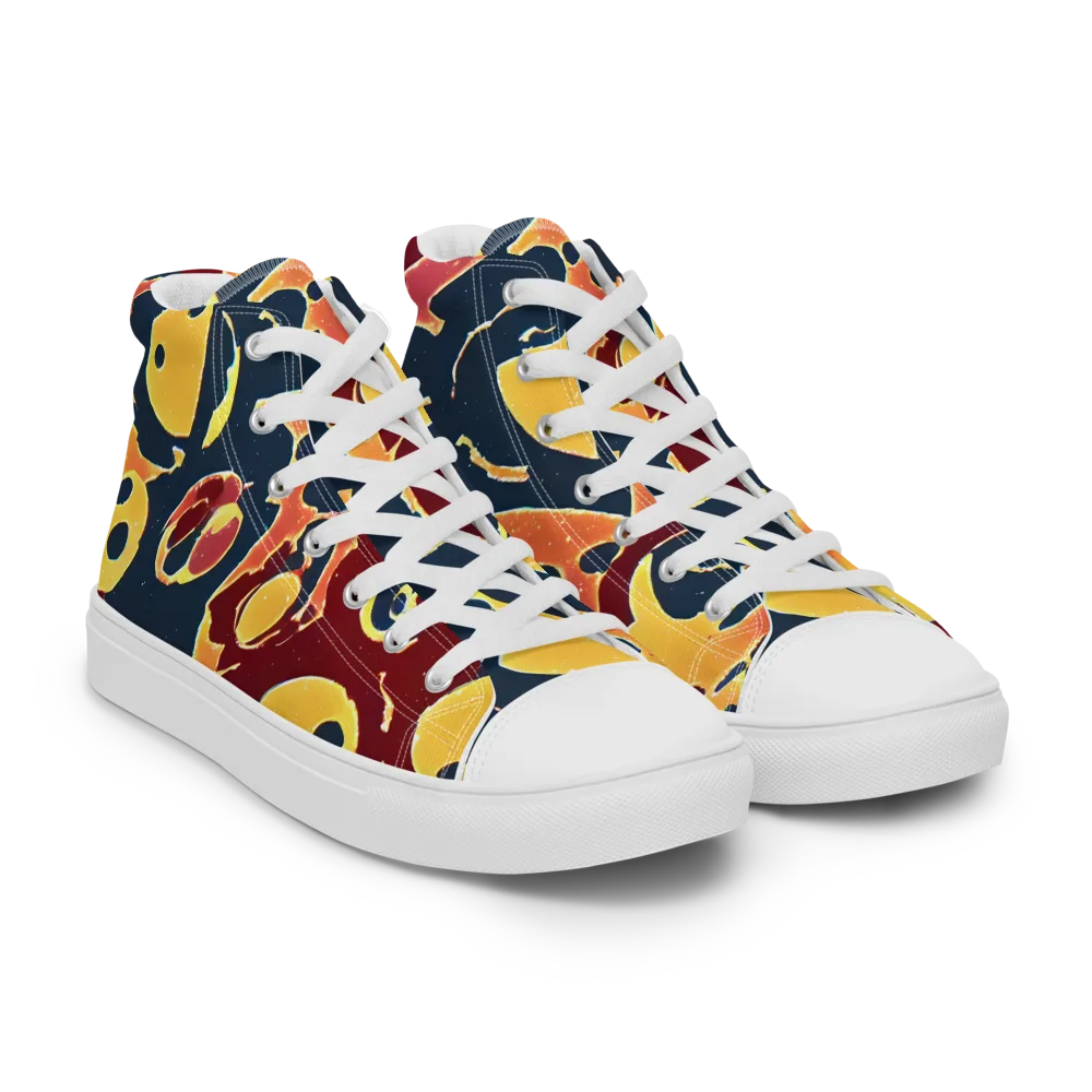 Sunset Silhouette on Men's High Top Canvas Shoes — Right Front