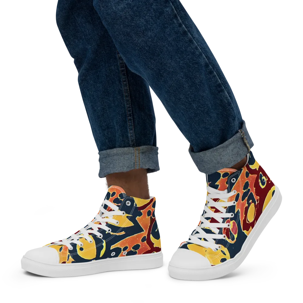 Sunset Silhouette on Men's High Top Canvas Shoes — Left