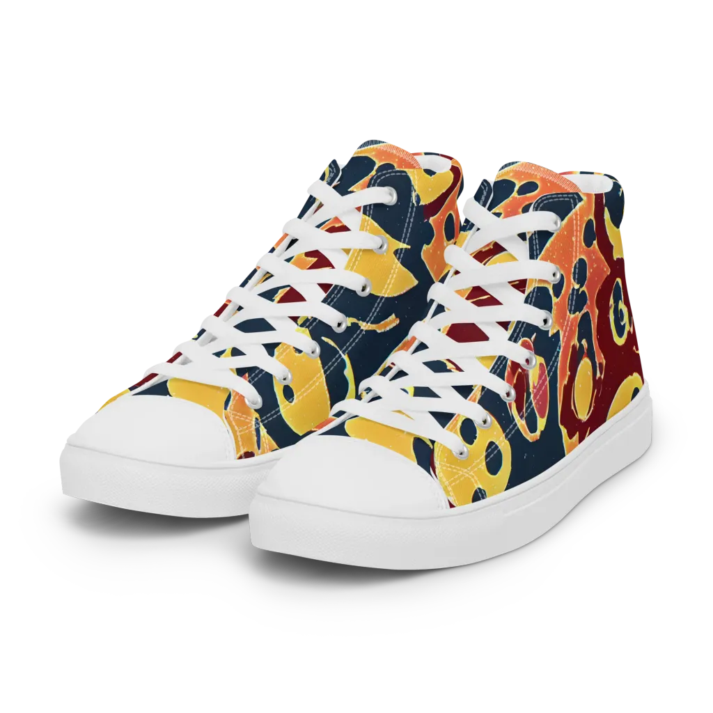 Sunset Silhouette on Women's High Top Canvas Shoes — Left Front