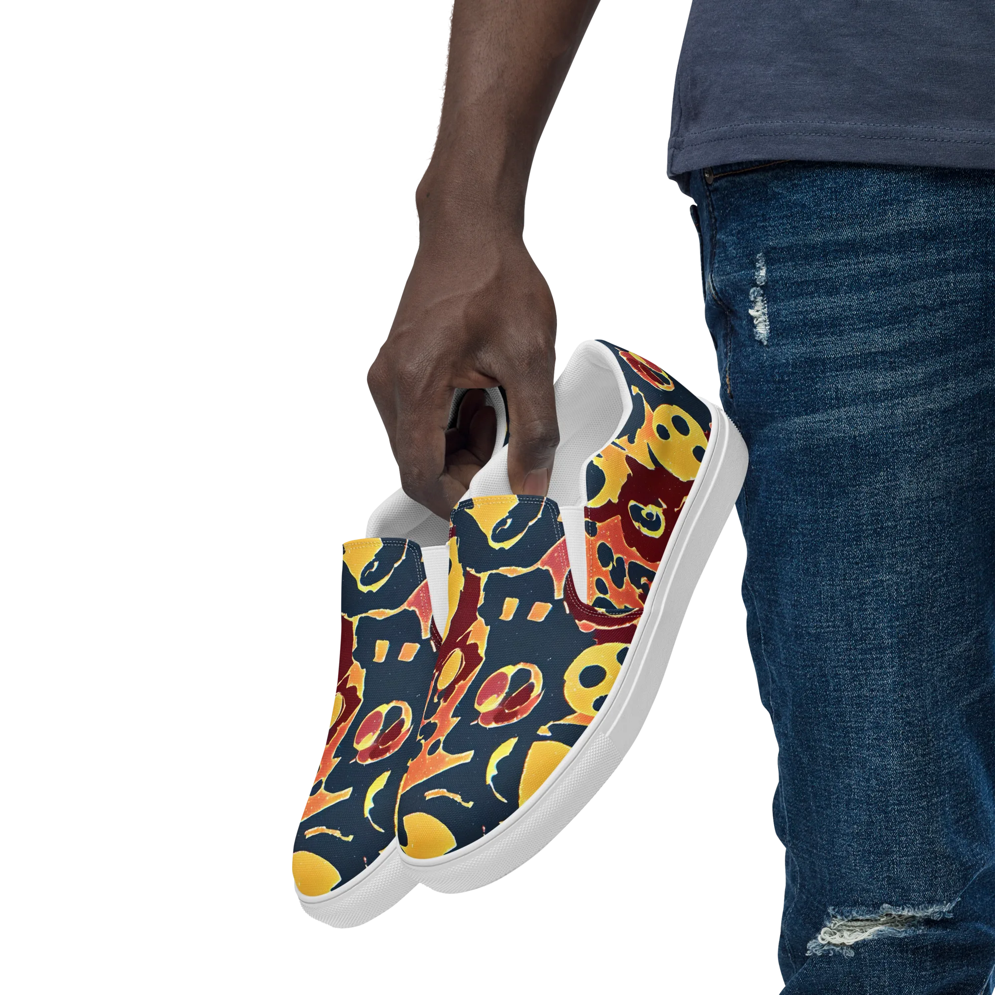 Sunset Silhouette on Men's Slip-On Canvas Shoes — Left Front