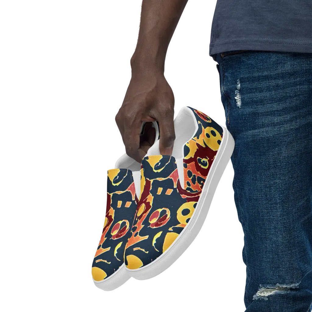 Sunset Silhouette on Men's Slip-On Canvas Shoes — Left Front