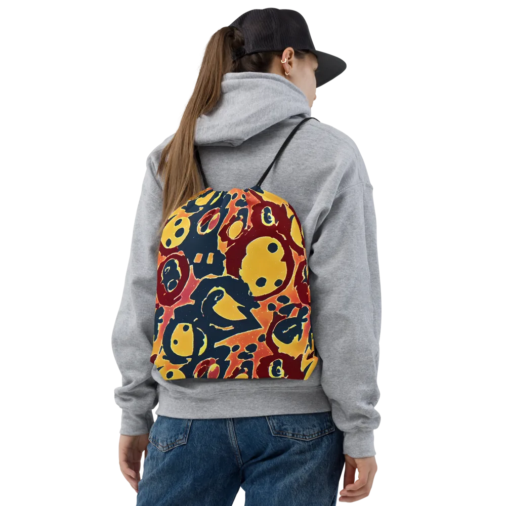 Sunset Silhouette on Drawstring Bag — Front