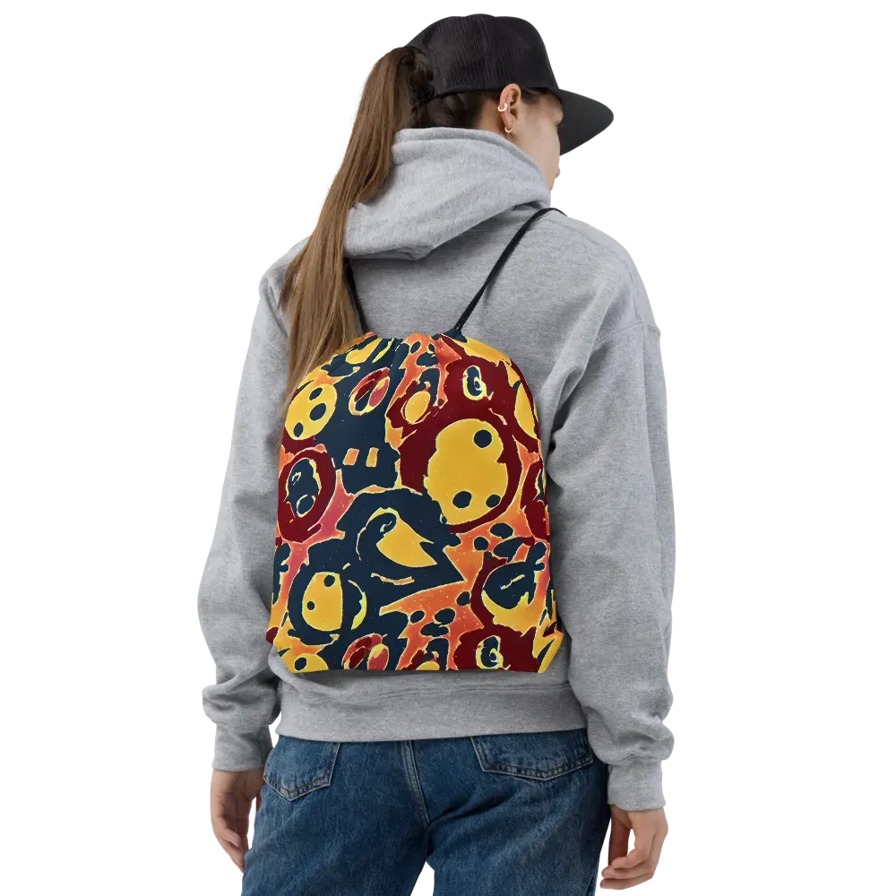 Sunset Silhouette on Drawstring Bag — Front