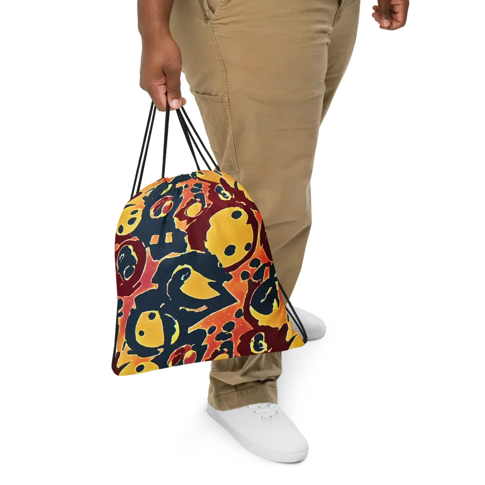 Sunset Silhouette on Drawstring Bag — Front