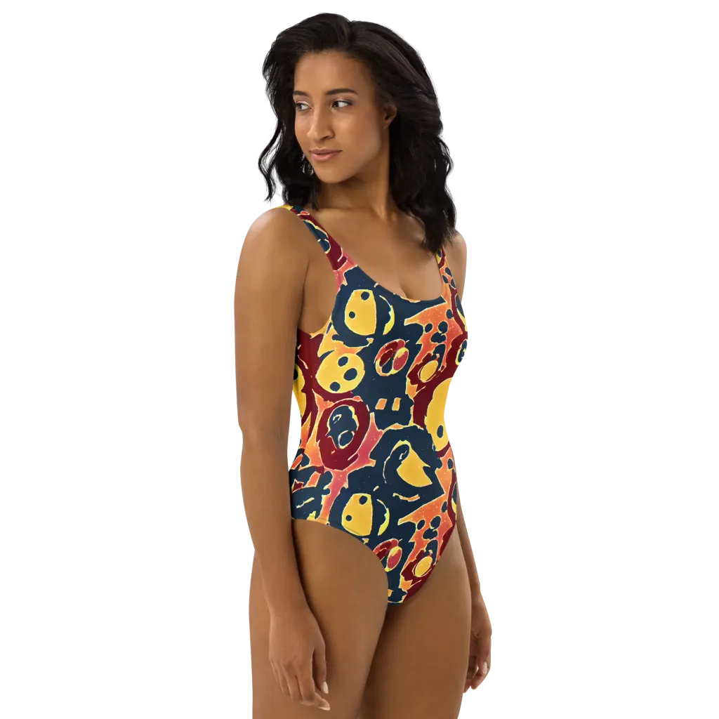 Sunset Silhouette on One-Piece Swimsuit — Right
