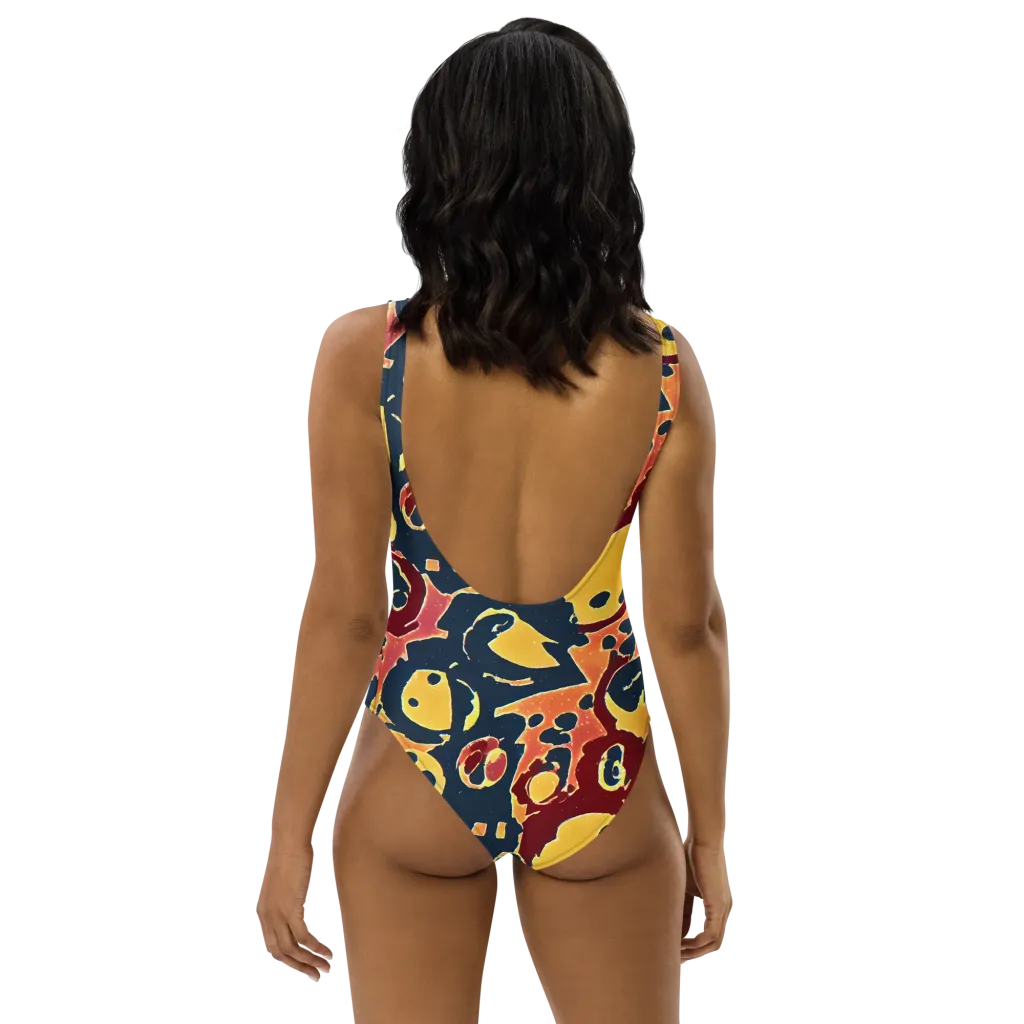 Sunset Silhouette on One-Piece Swimsuit — Back