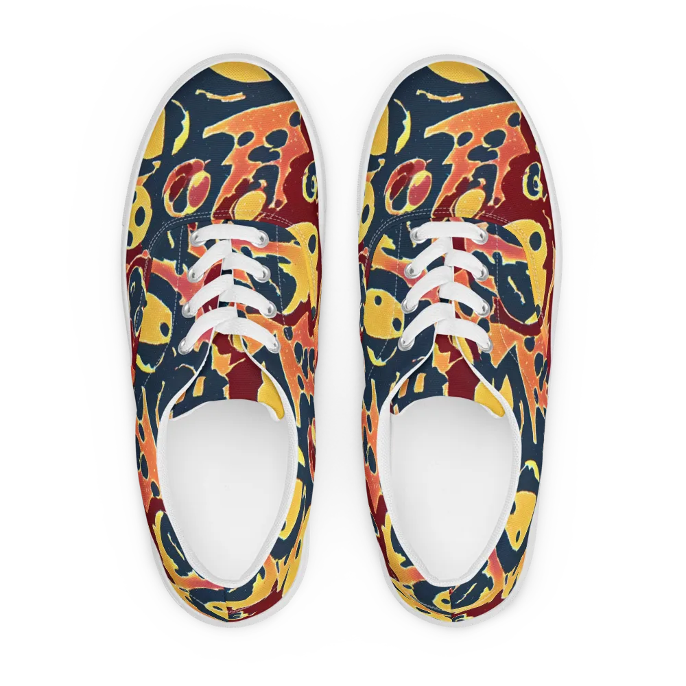 Sunset Silhouette on Men's Lace-Up Canvas Shoes — Front