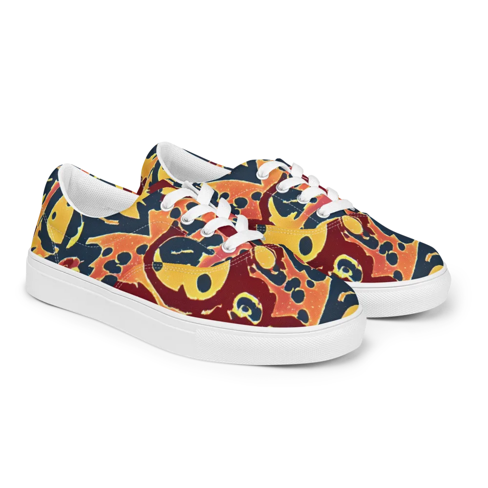 Sunset Silhouette on Men's Lace-Up Canvas Shoes — Right Front