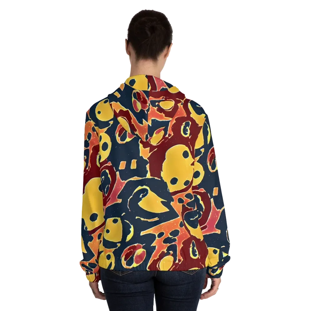 Sunset Silhouette on Women's Full-Zip Hoodie — Back On Person